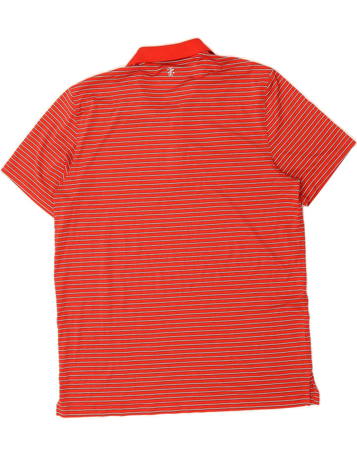 IZOD Mens Polo Shirt Large Red Striped Polyester Vintage Izod and Second-Hand Izod from Messina Hembry 