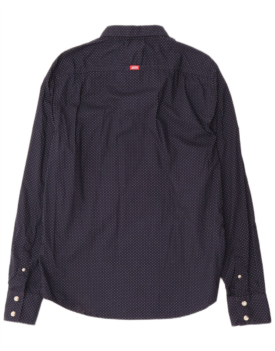 Superdry Mens Shirt XL Navy Blue Spotted Cotton