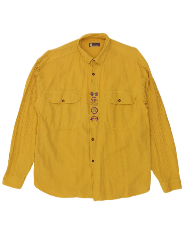 Vintage Mens Graphic Shirt Medium Yellow