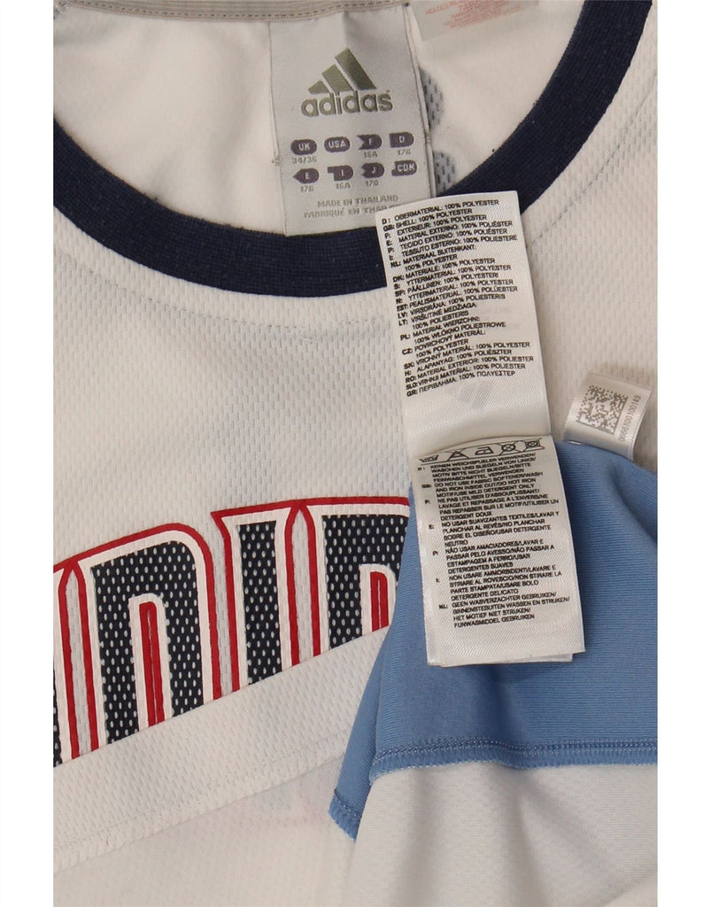 ADIDAS Boys Graphic Vest Top 15-16 Years White Colourblock Polyester Vintage Adidas and Second-Hand Adidas from Messina Hembry 