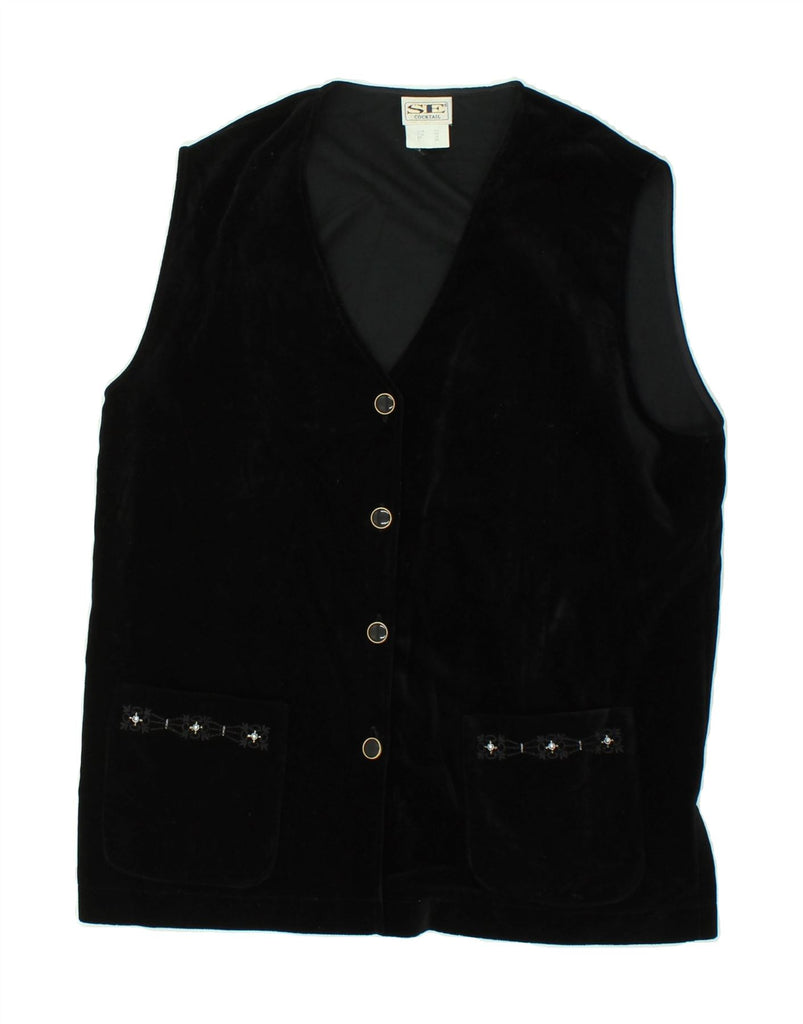 VINTAGE Womens Gilet UK 14 Large Black Cotton Vintage Vintage and Second-Hand Vintage from Messina Hembry 