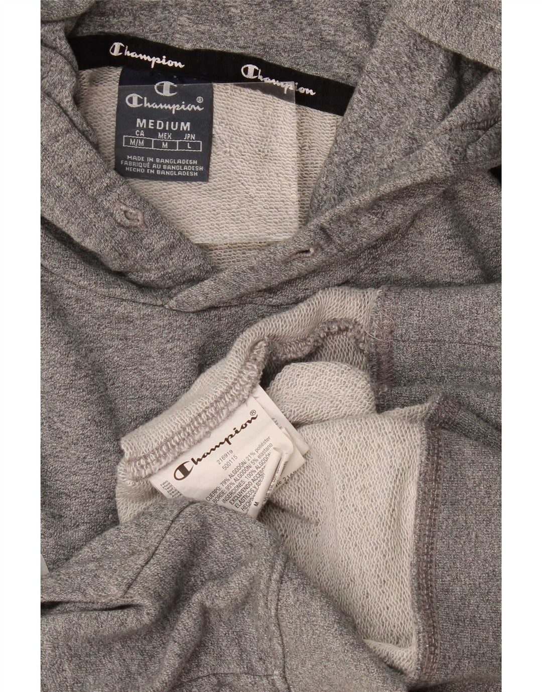 Champion Mens Graphic Hoodie Jumper Medium Grey Colourblock Cotton
