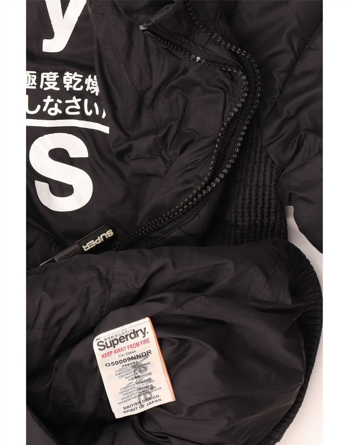 Superdry Womens Hooded Padded Jacket UK 10 Small Black Nylon