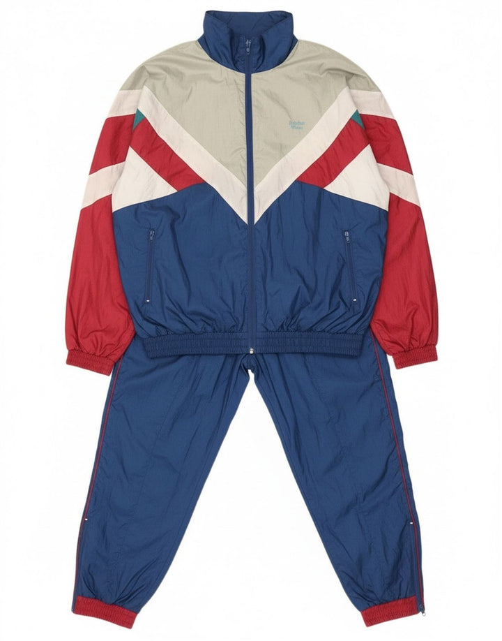 Vintage Mens Oversized Full Tracksuit Medium Navy Blue Colourblock