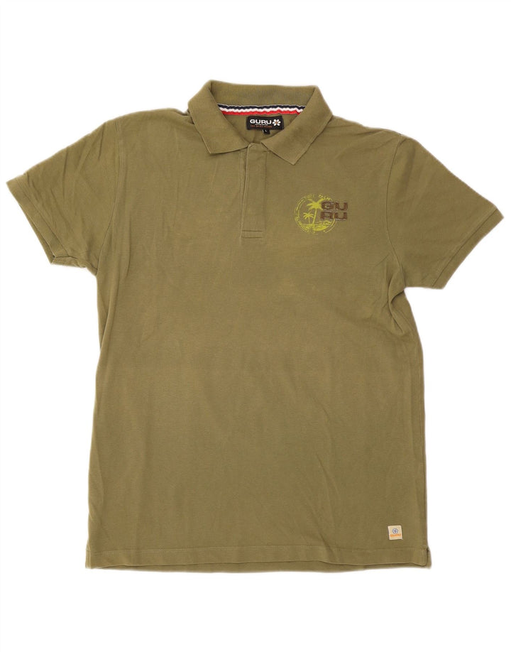Guru Mens Polo Shirt Large Khaki Cotton