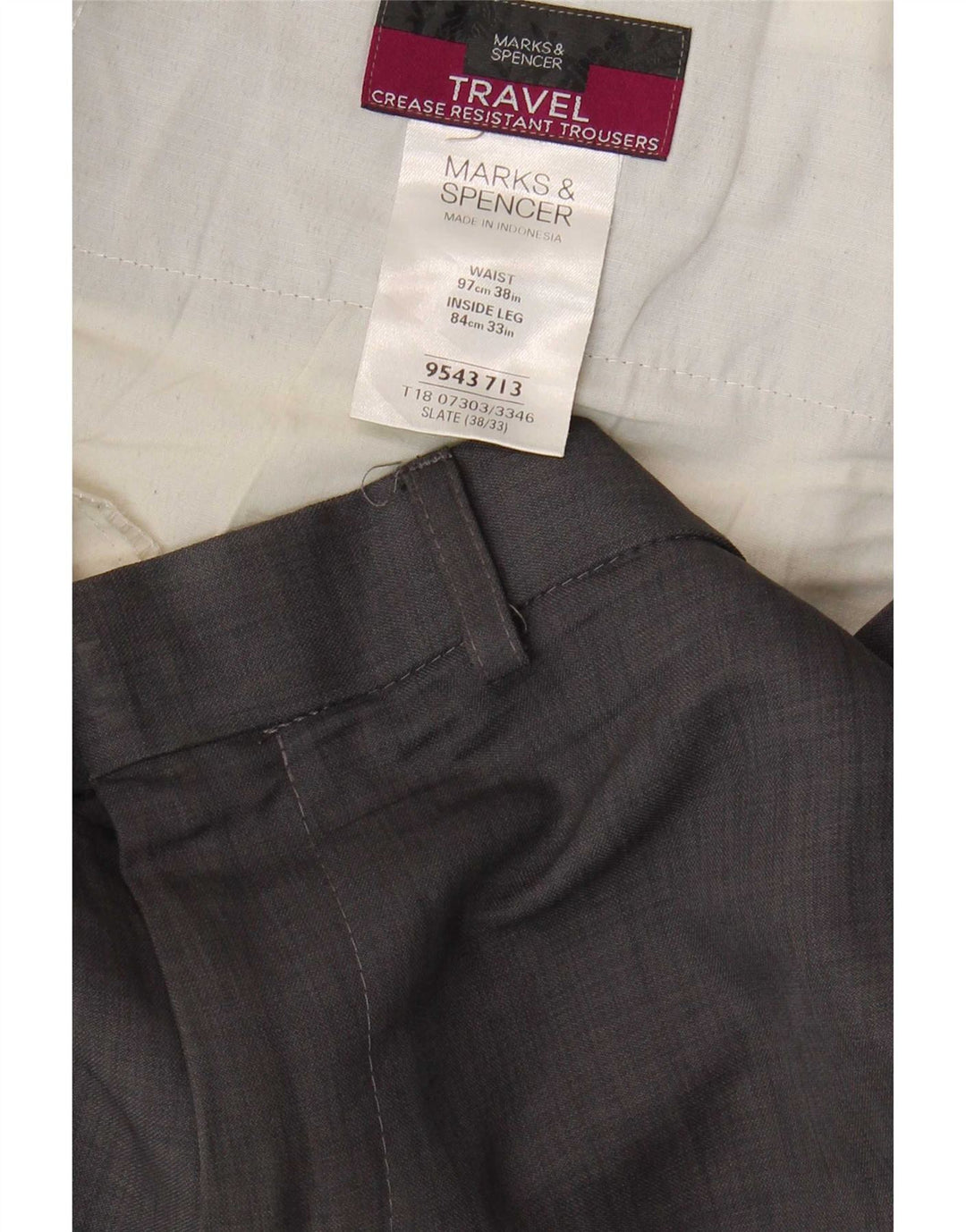 Marks & Spencer Mens Straight Chino Trousers W38 L33 Grey Polyester
