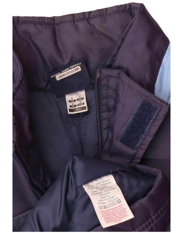 UMBRO Mens Hooded Padded Coat UK 38 Medium Navy Blue Colourblock Nylon