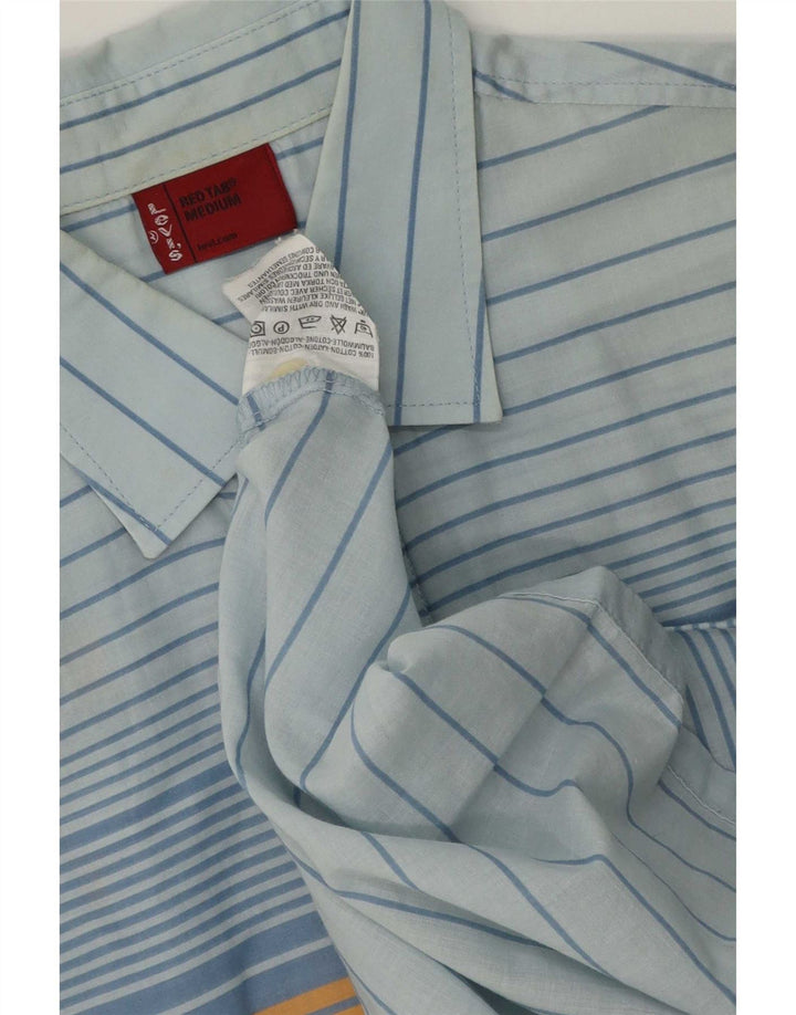 Levi's Mens Short Sleeve Shirt Medium Blue Striped Cotton