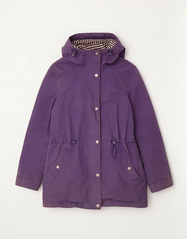 Joules Womens Hooded Rain Jacket UK 6 XS Purple Cotton