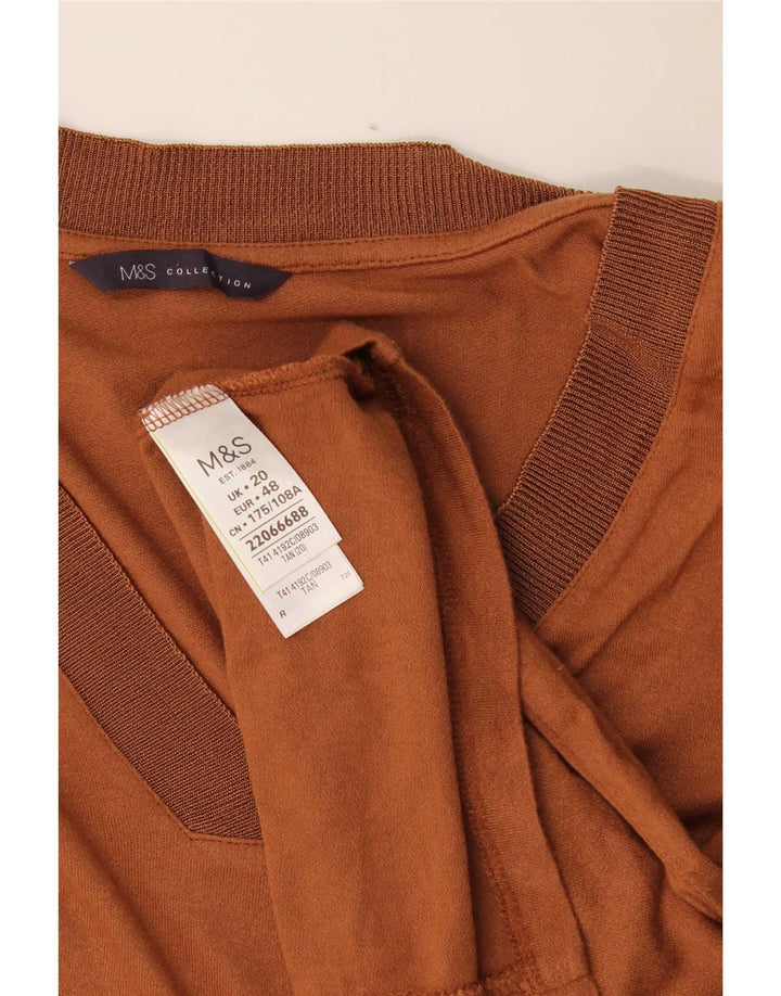 Marks & Spencer Womens Blouse Top UK 20 2XL Brown Viscose