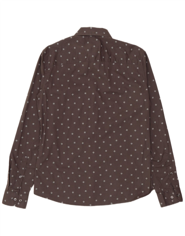 S.OLIVER Mens Slim Fit Shirt Medium Grey Spotted Cotton