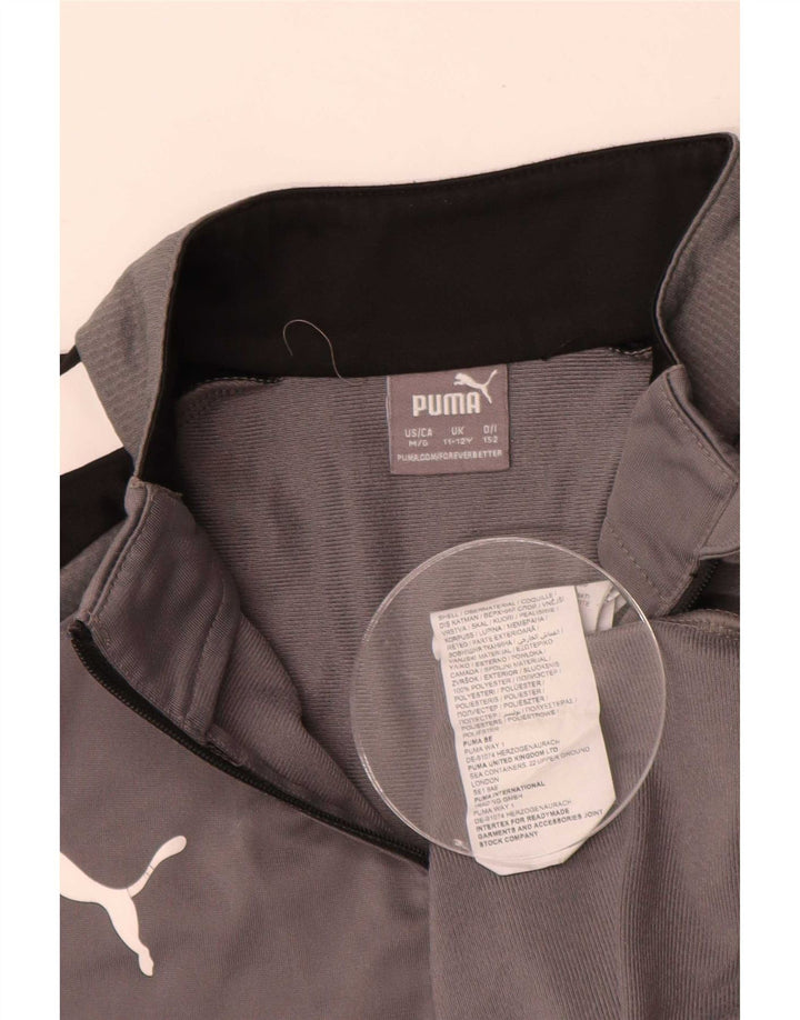 Puma Boys Graphic Pullover Tracksuit Top 11-12 Years Grey Colourblock