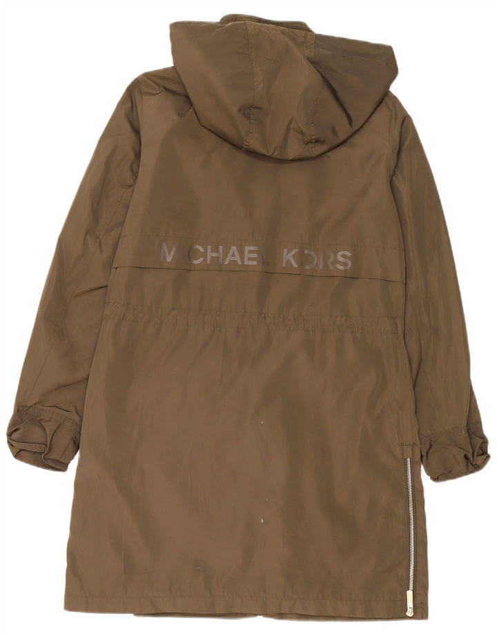 Michael Kors Womens Oversized Graphic Hooded Parka Jacket UK 10 Small Khaki