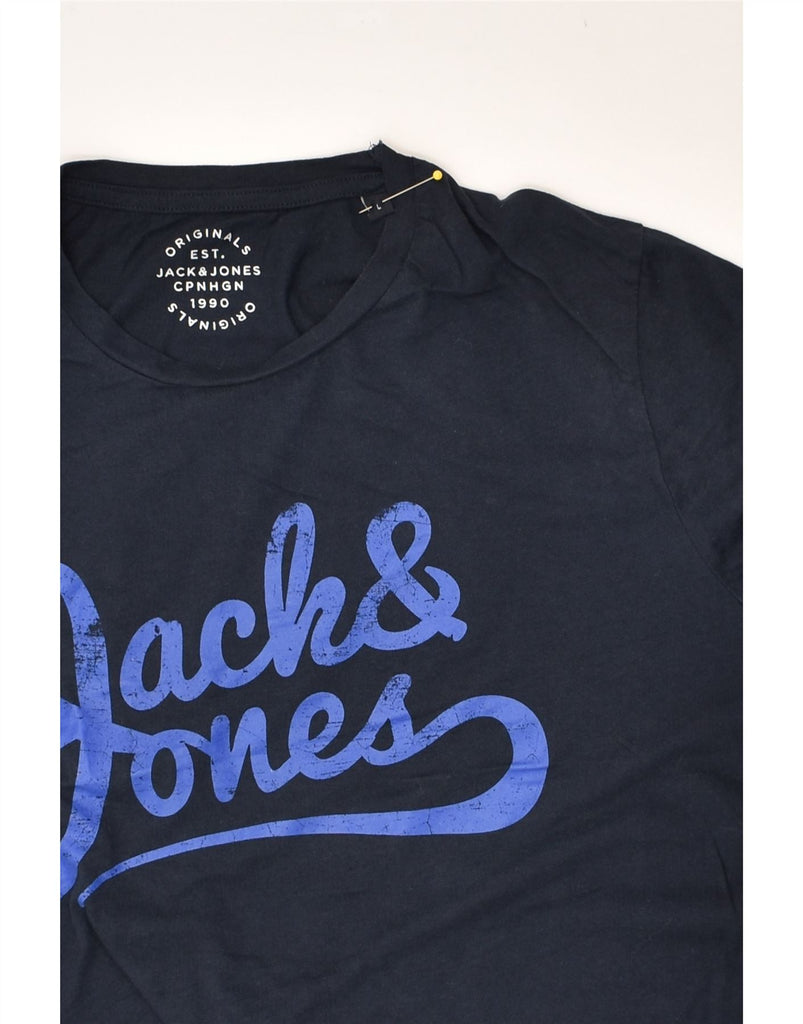 JACK & JONES Mens Slim Graphic T-Shirt Top Large Blue | Vintage Jack & Jones | Thrift | Second-Hand Jack & Jones | Used Clothing | Messina Hembry 