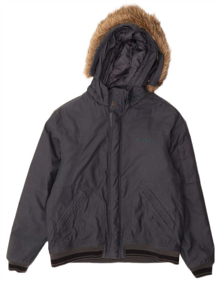 O'Neill Mens Hooded Bomber Jacket UK 40 Large Navy Blue Polyester