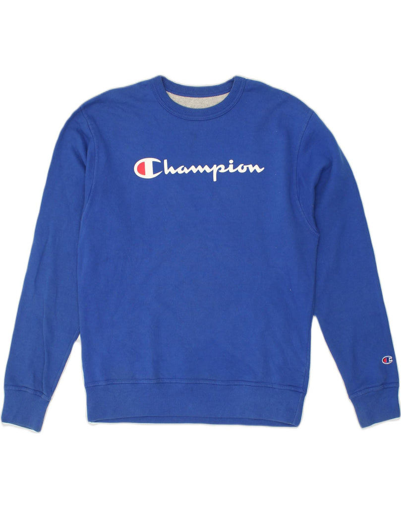 CHAMPION Mens Graphic Sweatshirt Jumper Medium Blue | Vintage Champion | Thrift | Second-Hand Champion | Used Clothing | Messina Hembry 