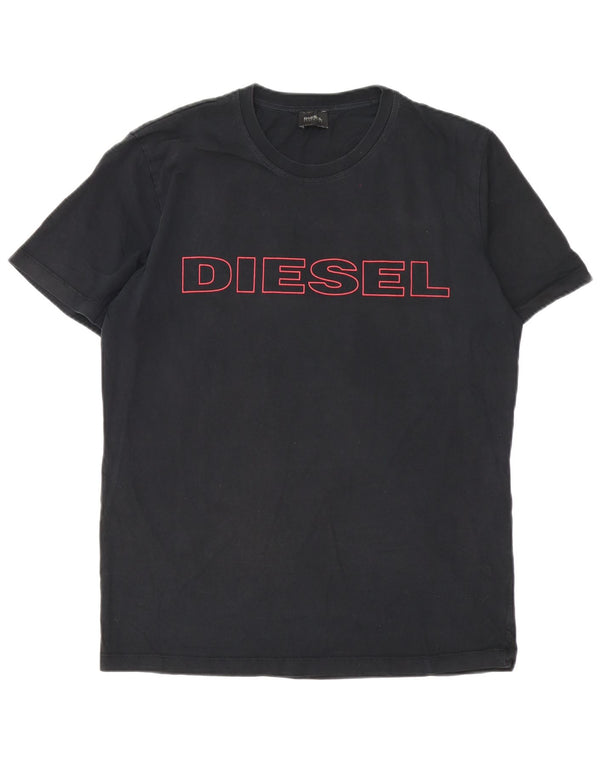 Diesel Mens Graphic T-Shirt Top XL Black Cotton