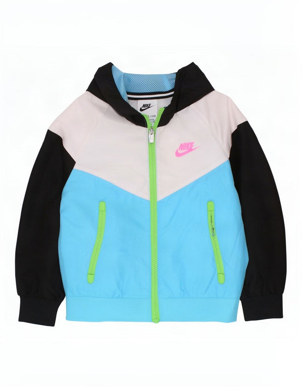 Nike Boys Hooded Tracksuit Top Jacket 2-3 Years Blue Colourblock Polyester