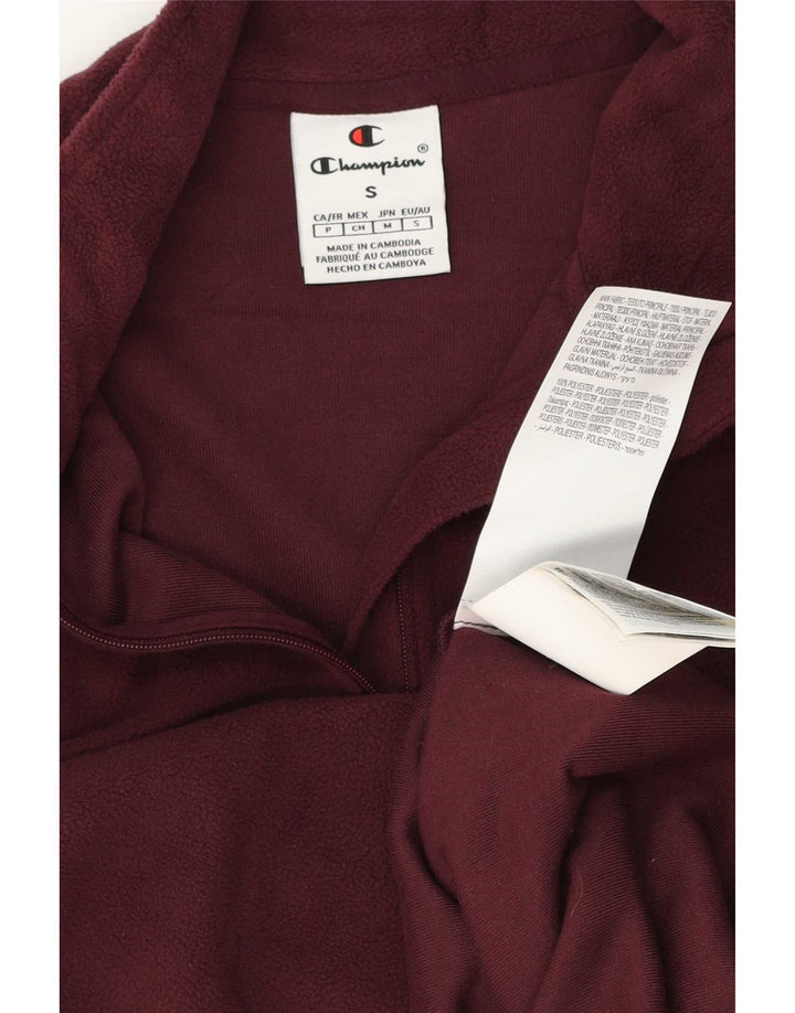 Champion Mens Zip Neck Fleece Jumper Small Burgundy Polyester