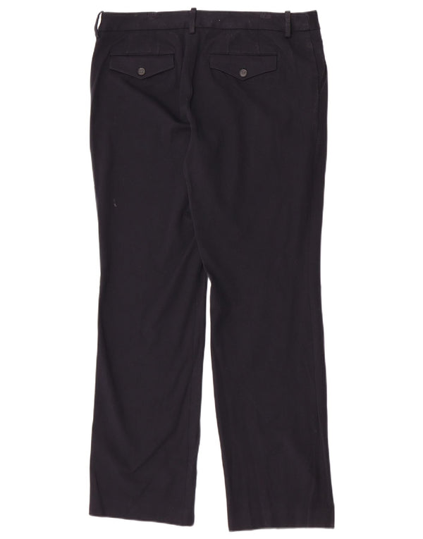 Eddie Bauer Womens Straight Casual Trousers US 12 Large W34 L30 Navy Blue
