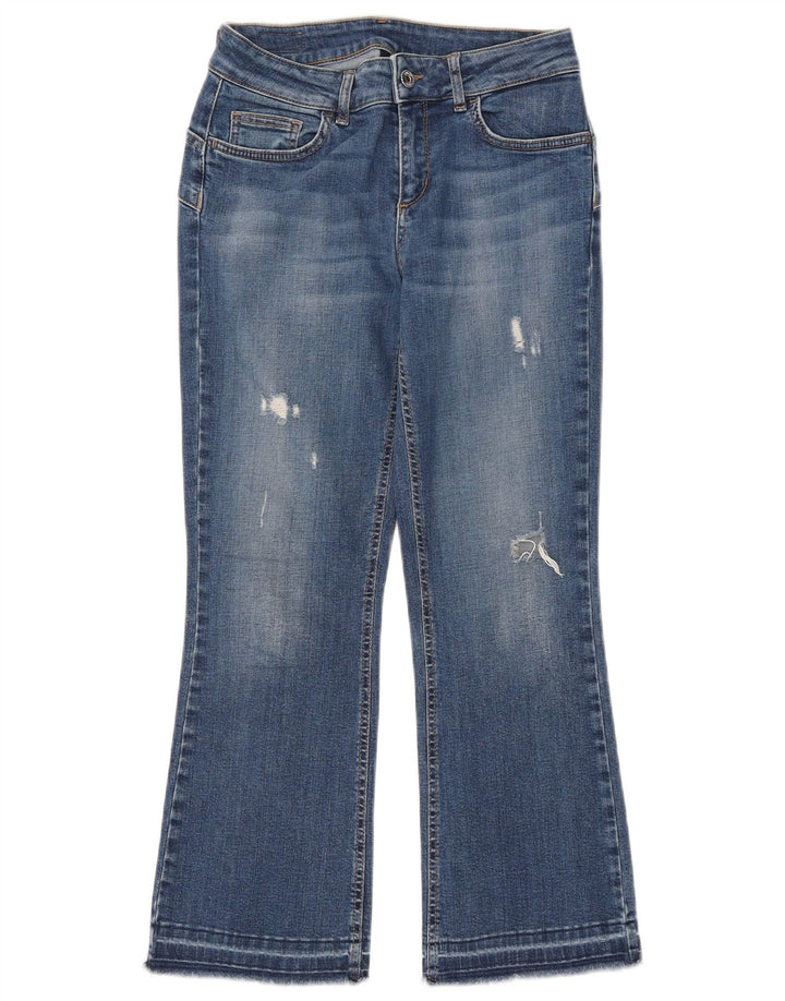 Liu Jo Womens Distressed Crop Bootcut Jeans W28 L25 Blue Cotton