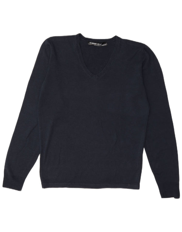 Liu Jo Mens V-Neck Jumper Sweater Medium Navy Blue Wool