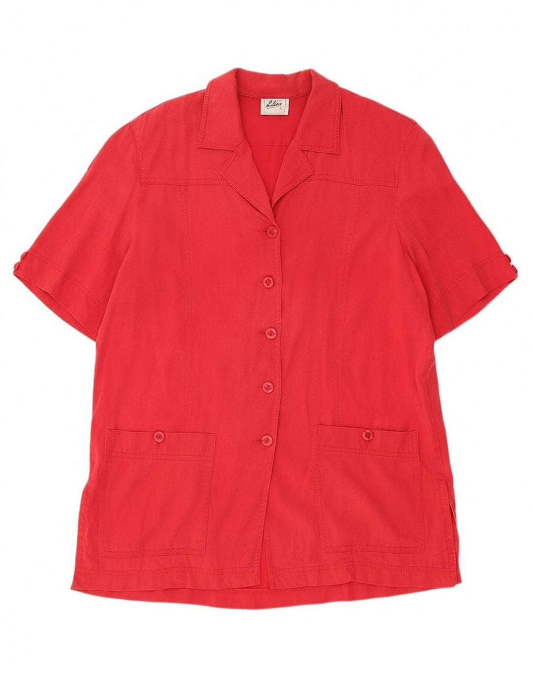 Vintage Womens 5 Button Short Sleeve Blazer Jacket UK 14 Large  Red Tencel