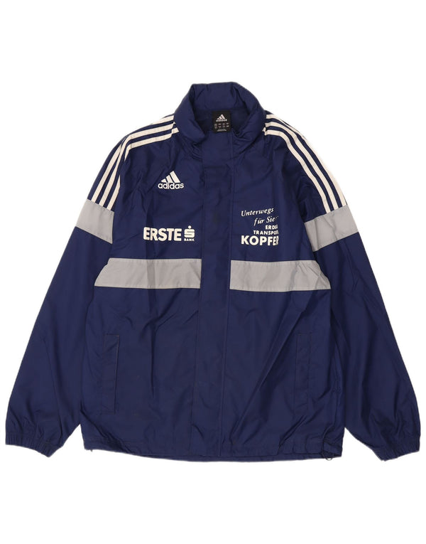 Adidas Mens Graphic Rain Jacket UK 38/40 Medium Navy Blue Colourblock