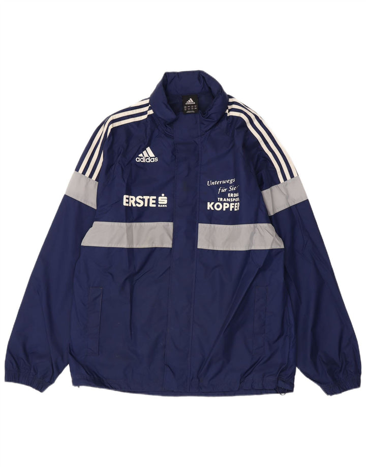 Adidas Mens Graphic Rain Jacket UK 38/40 Medium Navy Blue Colourblock
