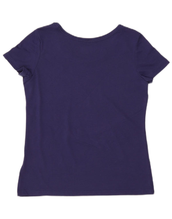 ADIDAS Womens Climalite Graphic T-Shirt Top UK 12/14 Medium Navy Blue