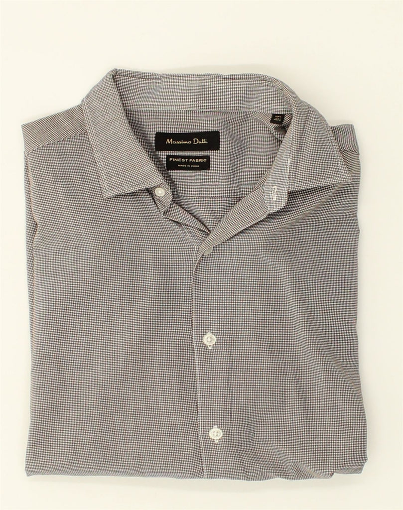 MASSIMO DUTTI Mens Shirt Large Grey Check Cotton | Vintage Massimo Dutti | Thrift | Second-Hand Massimo Dutti | Used Clothing | Messina Hembry 