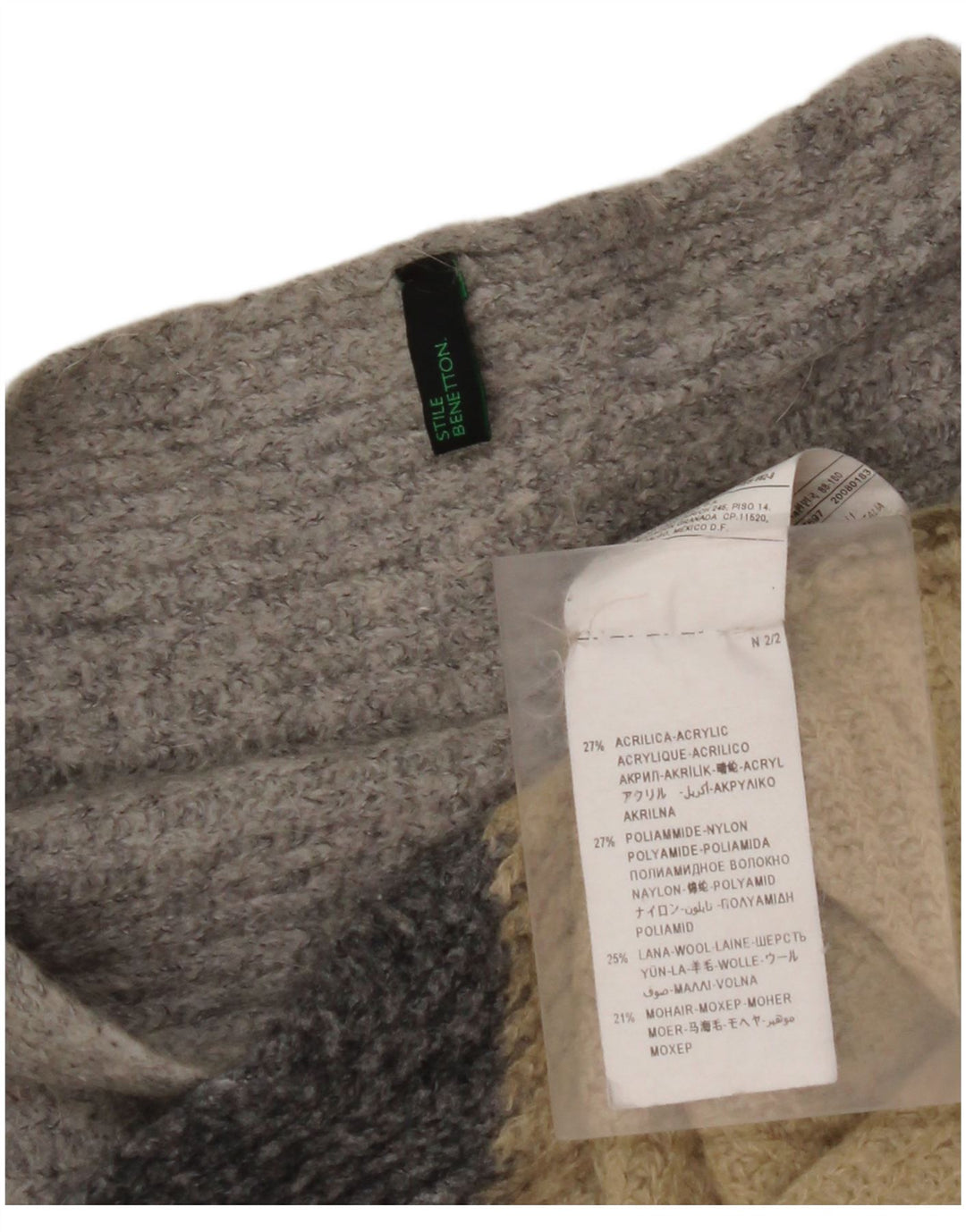 BENETTON Womens Boat Neck Jumper Sweater UK 14 Medium Multicoloured