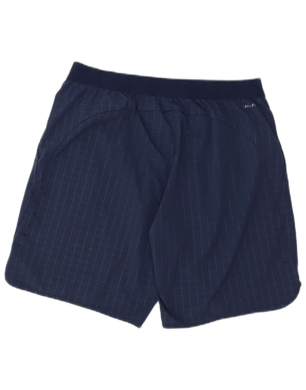 Nike Mens Dri Fit Chino Shorts Large W34 Navy Blue Check Polyester