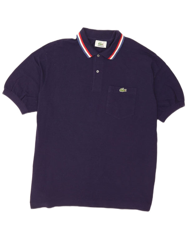Lacoste Mens Polo Shirt Size 8 3XL Navy Blue Striped Cotton
