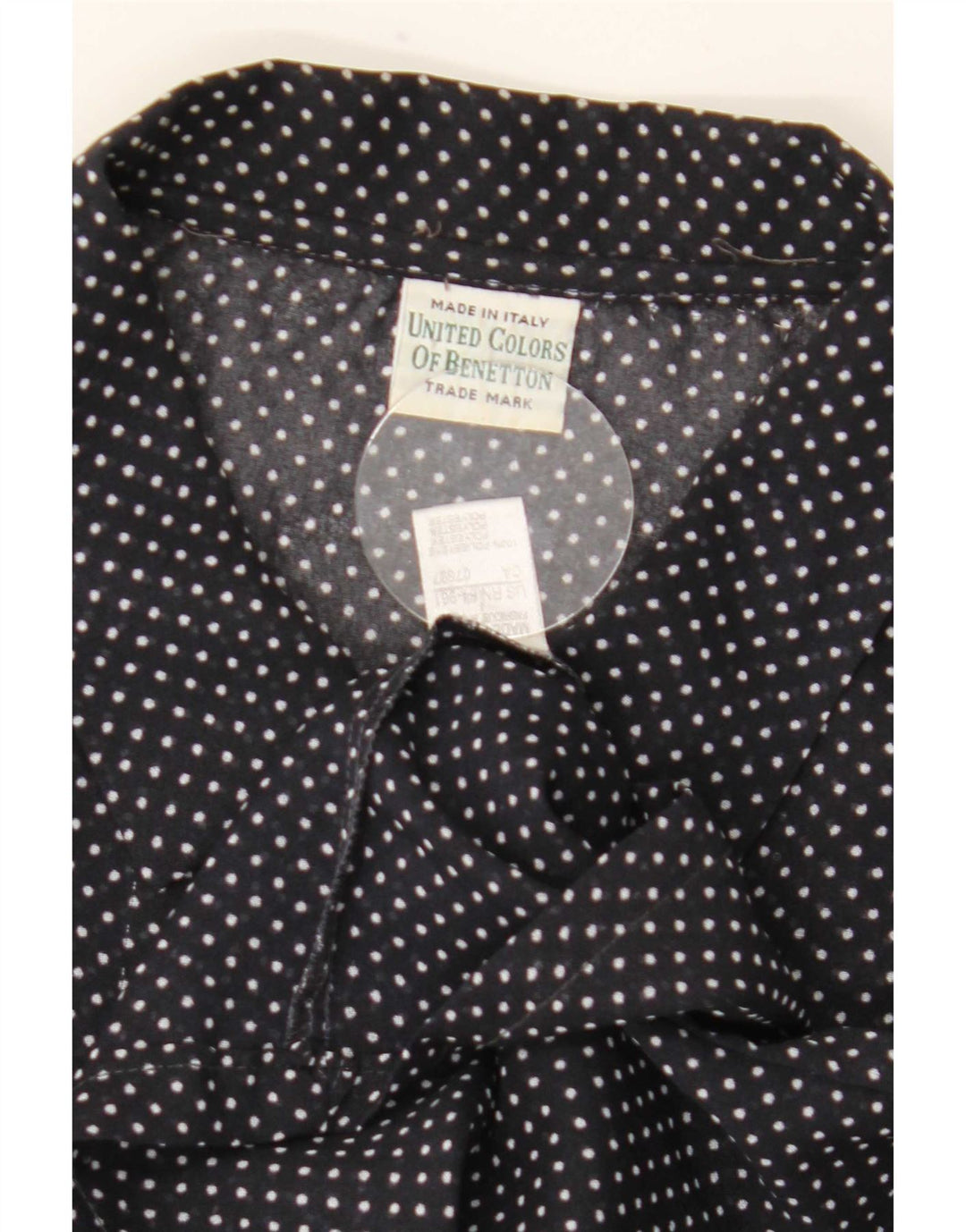 Benetton Womens Short Sleeve Shirt UK 20 2XL Black Spotted Polyester