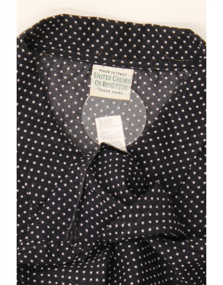 Benetton Womens Short Sleeve Shirt UK 20 2XL Black Spotted Polyester