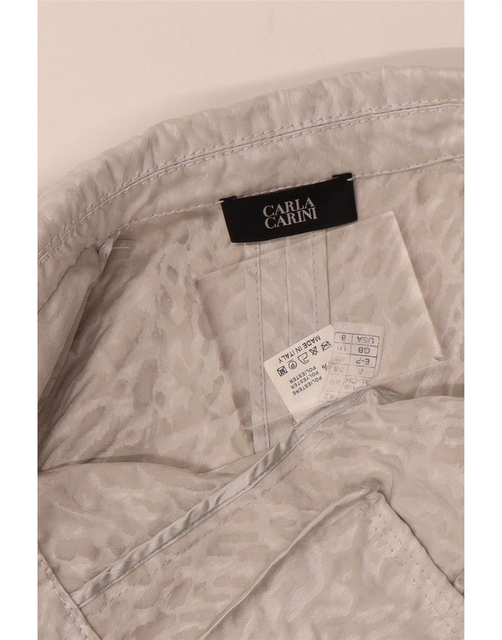 CARLA CARINI Womens Crop Cardigan Top UK 10 Small Grey Animal Print
