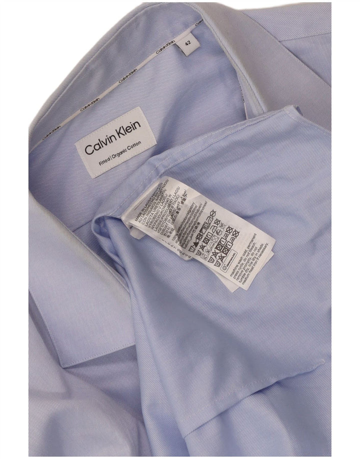 Calvin Klein Mens Shirt Size 42 Large Blue Cotton