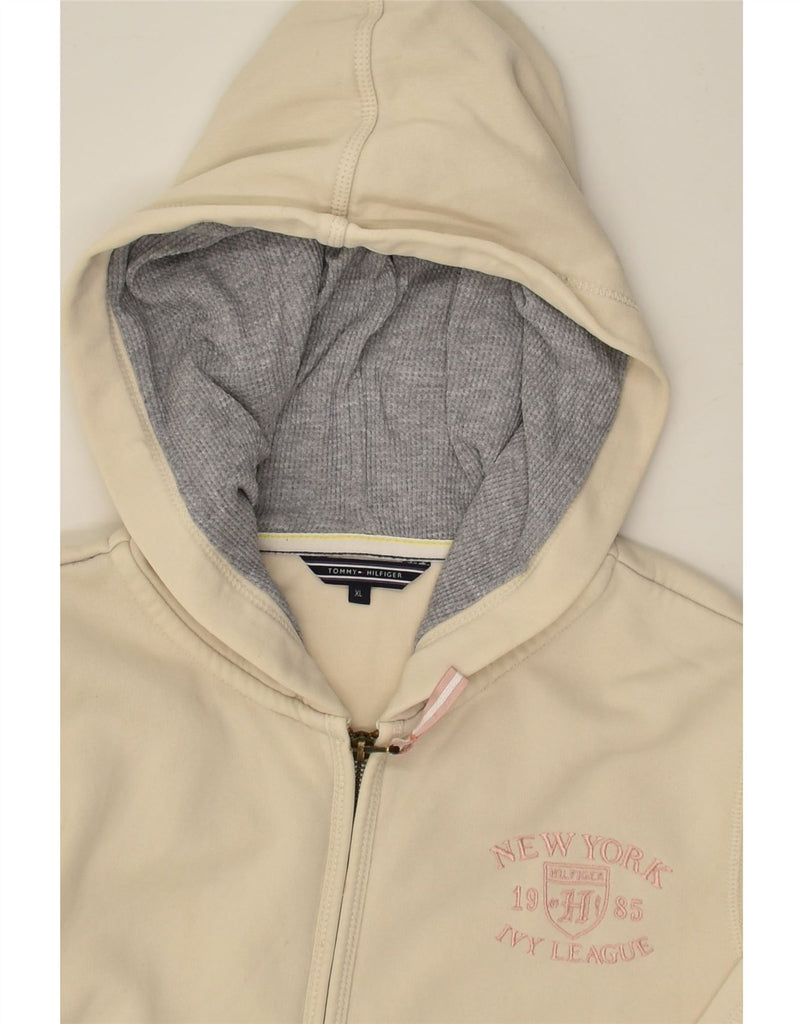 TOMMY HILFIGER Womens Zip Hoodie Sweater UK 18 XL Beige | Vintage Tommy Hilfiger | Thrift | Second-Hand Tommy Hilfiger | Used Clothing | Messina Hembry 