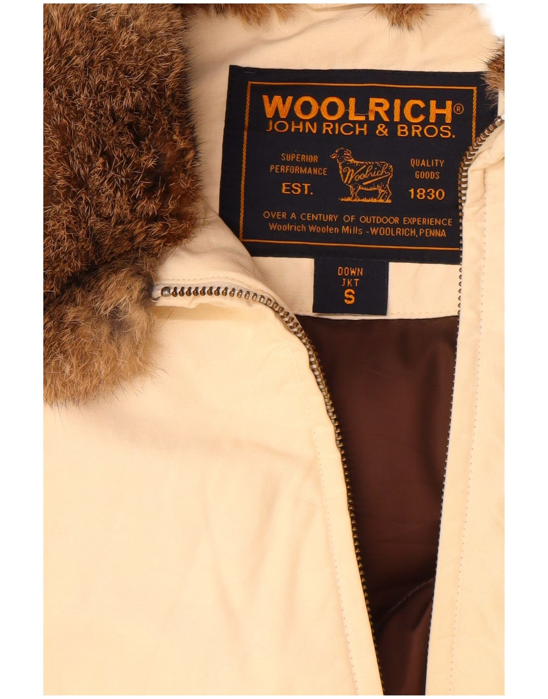 Woolrich Womens Padded Jacket UK 10 Small Beige Cotton