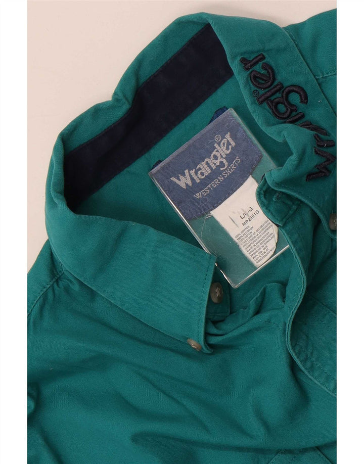 Wrangler Mens Western Graphic Shirt Large Green Cotton