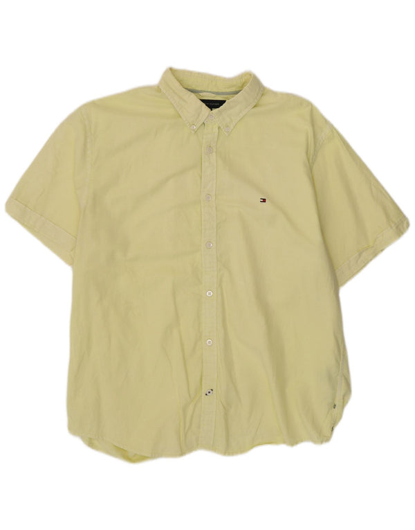Tommy Hilfiger Mens Short Sleeve Slim Fit Shirt 2XL Yellow Cotton