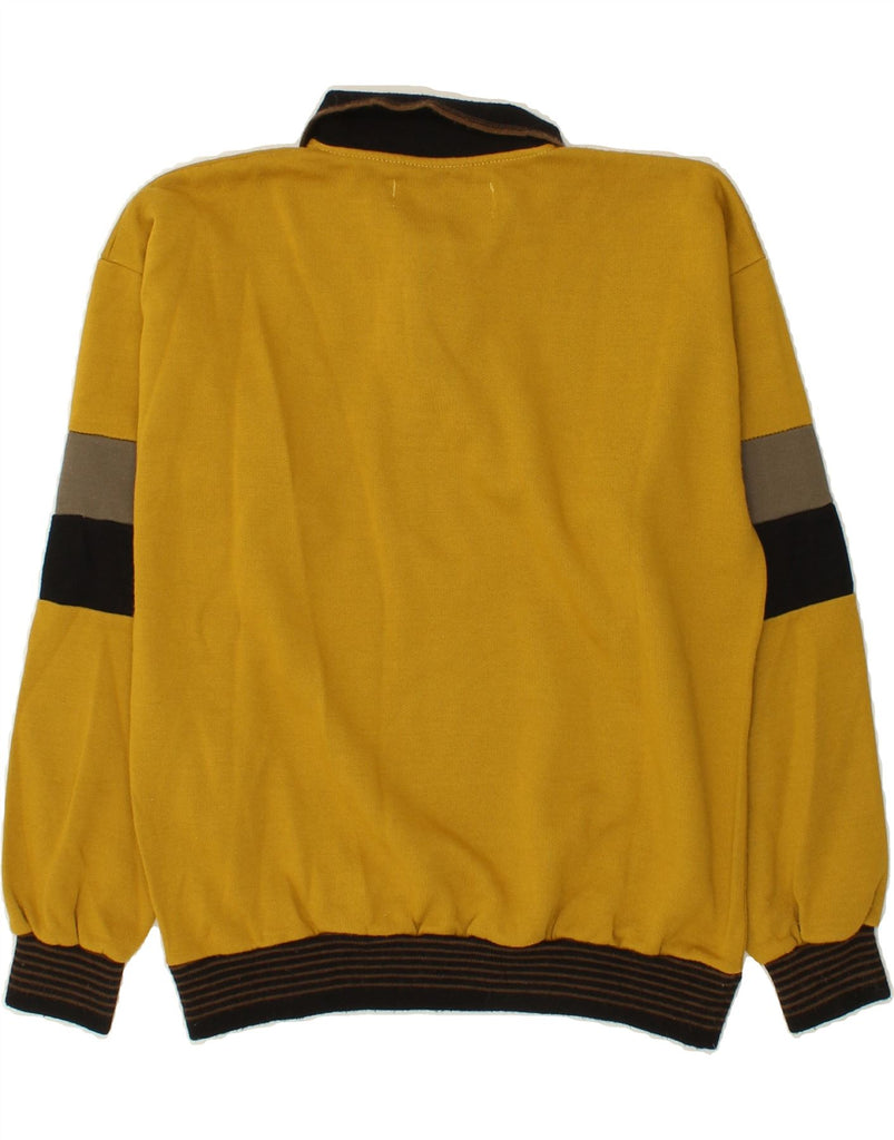 VINTAGE Mens Polo Neck Sweatshirt Jumper Large Yellow Vintage Vintage and Second-Hand Vintage from Messina Hembry 