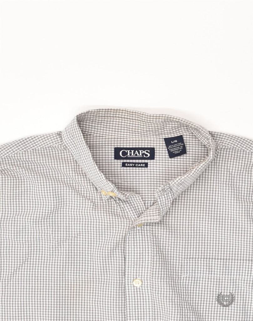 CHAPS Mens Easy Care Shirt Large Grey Gingham Cotton | Vintage Chaps | Thrift | Second-Hand Chaps | Used Clothing | Messina Hembry 