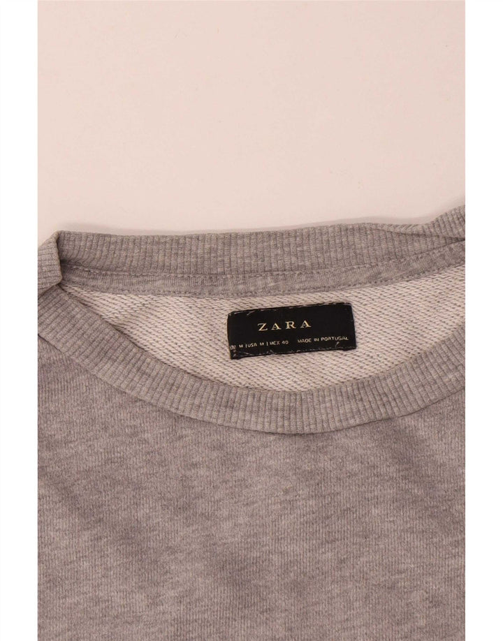 Zara Mens Sweatshirt Jumper Medium Grey Flecked Cotton