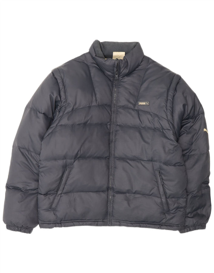 Puma Mens Padded Jacket UK 40 Large Navy Blue Nylon
