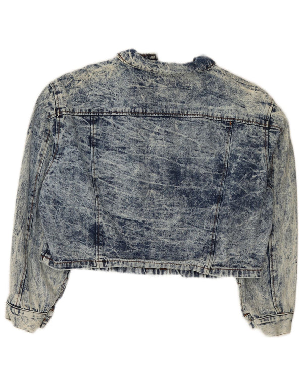 Vintage Womens Crop Oversized Denim Jacket IT 44 Medium Blue Cotton
