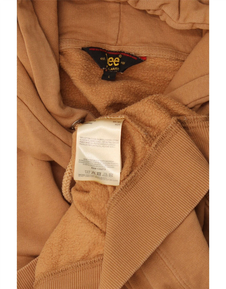 Lee Mens Regular Fit Hoodie Jumper Large Beige Cotton