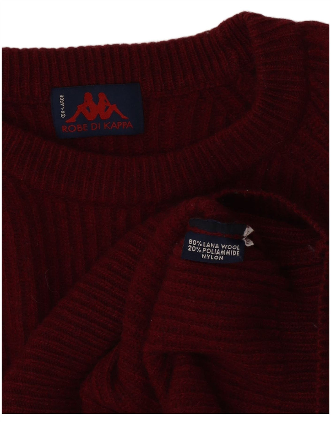 Kappa Mens Crew Neck Jumper Sweater XL Burgundy Wool