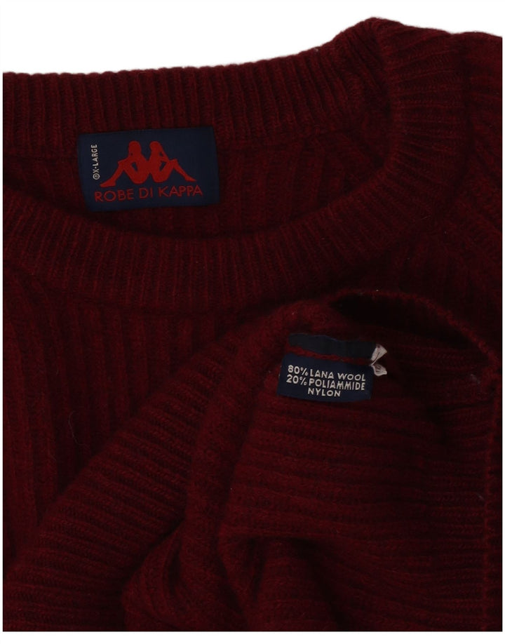Kappa Mens Crew Neck Jumper Sweater XL Burgundy Wool